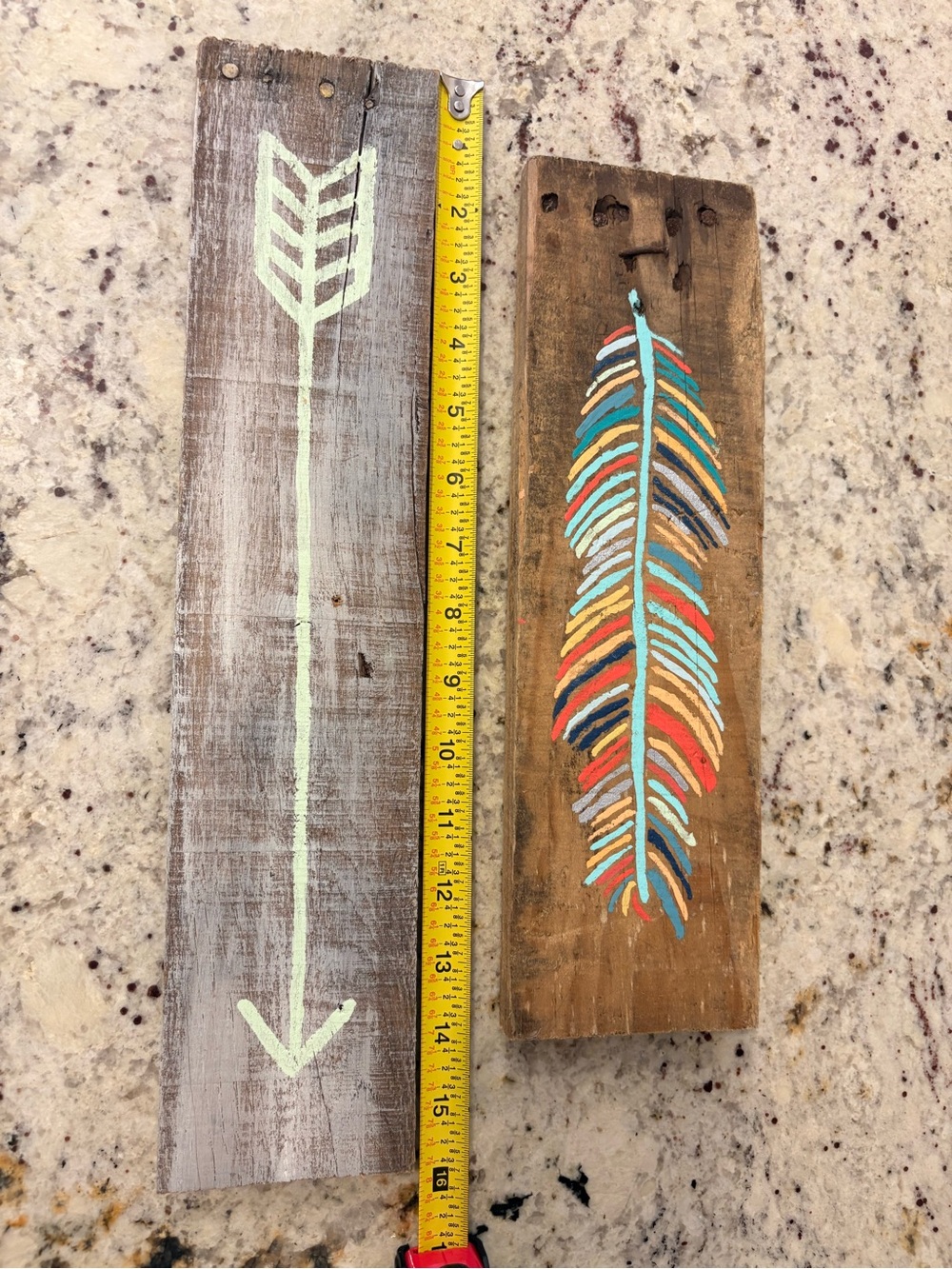 Hand-Painted Wooden Arrow & Feather Wall Art - Multi-Color - Picture 5 of 6